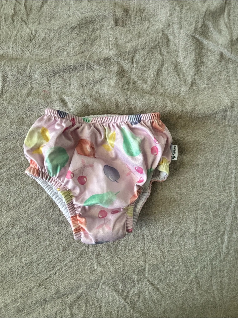 Pastel Pink Fruit-Print Swim Diaper Cover
